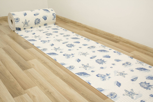 Mata Łazienkowa softy-tex 820 Krem Niebieski Muszelki szerokość 65 cm