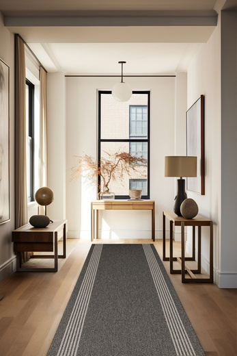 Chodnik Sznurkowy Antypoślizgowy Natura Loper 3427 Grafit Krem Paski szerokość 67 cm