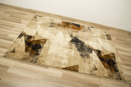 Dywan Super Rose B885A Beige/Cream Brąz Beż Krem Trójkąty Przecierany