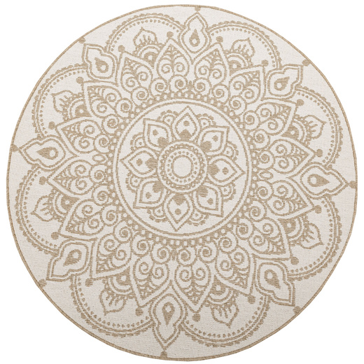 Okrągły Dwustronny Dywan Sznurkowy Brussels 205333/10810 Jute Beż Krem Rozeta Outdoor
