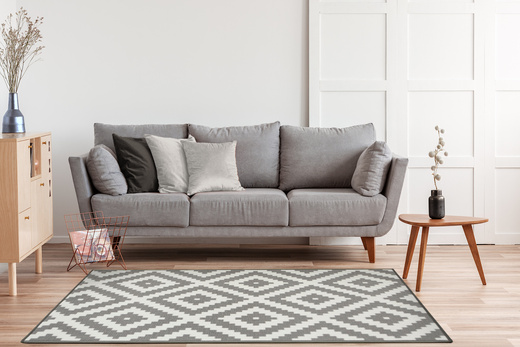 Antypoślizgowy Skandynawski Dywan Romby Szare