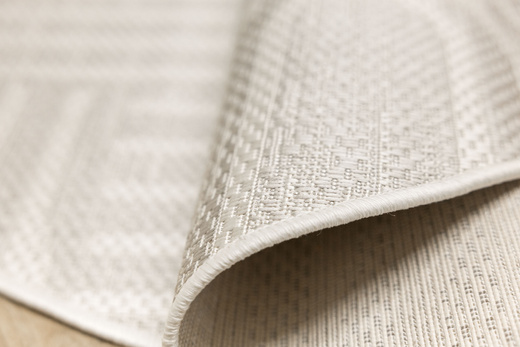 Okrągły Dywan Sznurkowy Haga 03606E cream/l.grey Krem Szary Geometria Outdoor