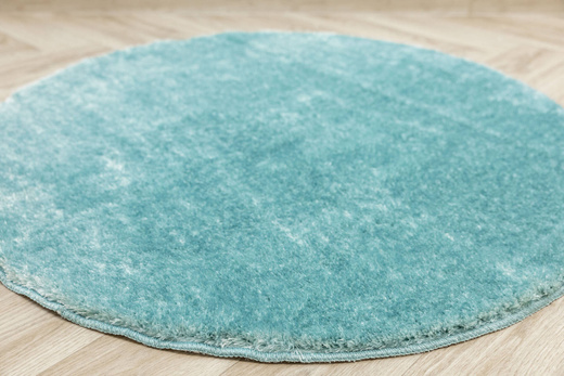 Dywan Okrągły Shaggy Antypoślizgowy Malmo Niebieski Turkus