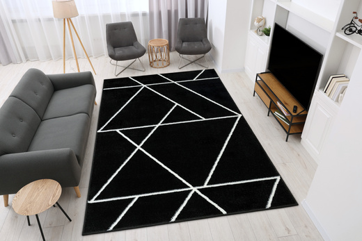 Dywan Lima C877B black/white Czarny Krem Trójkąty