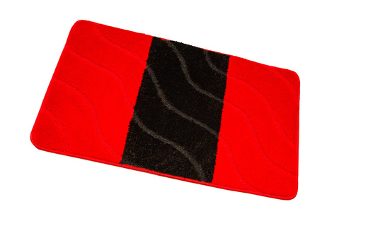 Komplet 2-częściowy Łazienkowy Fiori Red Czerwony Czarny Pasy Fale