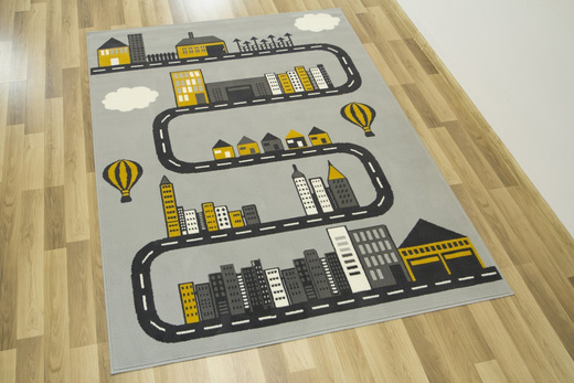 Dywan Kids 534433/89945 mouse/m Miodowy Szary Ulice Domki