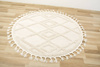 Okrągły Dywan Berber 6843 ivory Krem Romby 3D z frędzlami