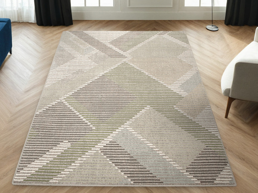 Dywan Wełniany Ballata Elian Shale Szary Zielony Geometria