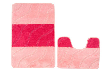 Komplet 2-częściowy Łazienkowy Fiori Pink Róż Pasy Fale