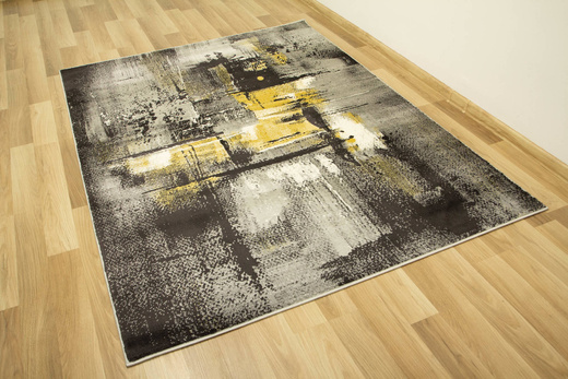 Dywan Victoria 7657A grey/antracyt Abstrakcyjny Przecierany Antracyt Żółty