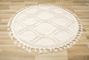 Okrągły Dywan Berber 7063 ivory krem Łezki 3D  z frędzlami 