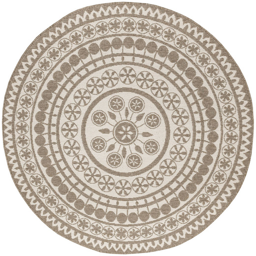 Okrągły Dwustronny Dywan Sznurkowy Brussels 205626/10610 linen Beż Krem Rozeta Outdoor