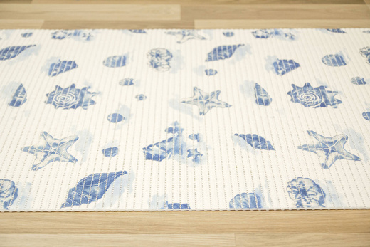 Mata Łazienkowa softy-tex 820 Krem Niebieski Muszelki szerokość 65 cm