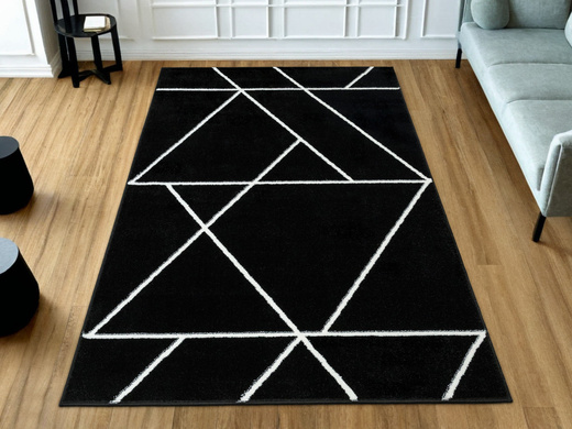 Dywan Lima C877B black/white Czarny Krem Trójkąty