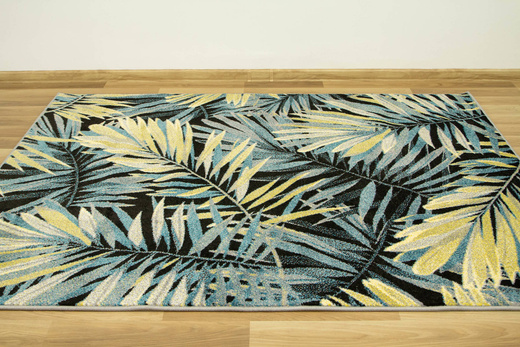 Dywan Free 11291/948 Turkus Żółty Liście Palmy