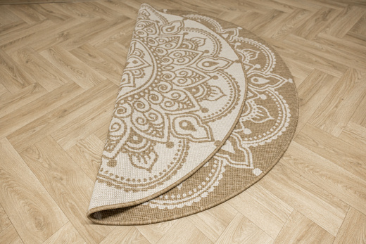 Okrągły Dwustronny Dywan Sznurkowy Brussels 205333/10810 Jute Beż Krem Rozeta Outdoor