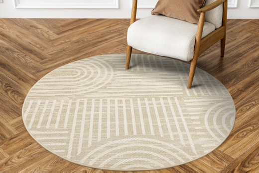 Okrągły Dywan Sznurkowy Haga 03606E cream/vizon Krem Beż Geometria Outdoor