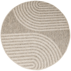 Okrągły Dywan Sznurkowy Patio 5029/178 Nature Beż Brąz Półkola Outdoor
