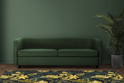 Dywan w Liście Palmy Monstera Gold Green