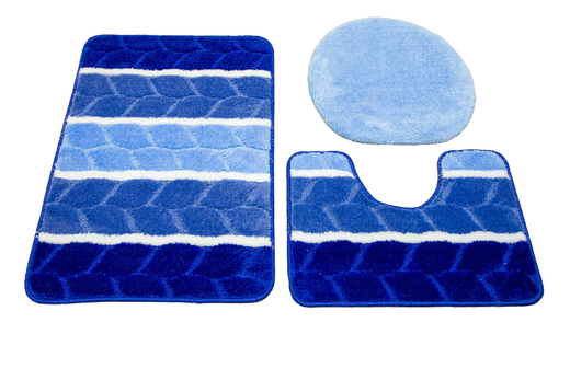 Komplet 3-częściowy Łazienkowy Fano Niebieski Paski