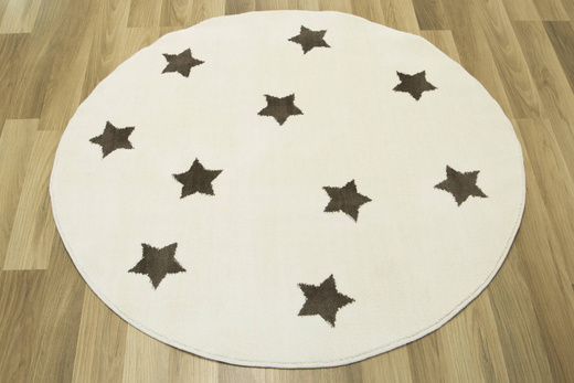 Okrągły dywan Karo 6066A brown/white 23 Krem Brąz Gwiazdki