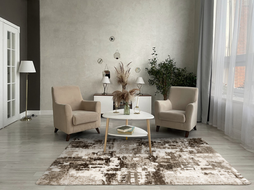 Dywan Shaggy Puffy P149 beige/d.vizion Beż Brąz Abstrakcja