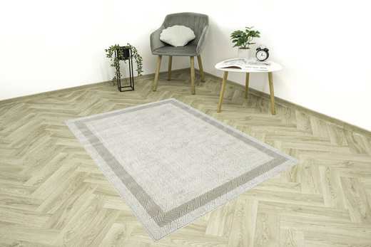 Lśniący Dywan Allora Plus D893A cream/d.beige Krem Złoty Jodełka Ramka