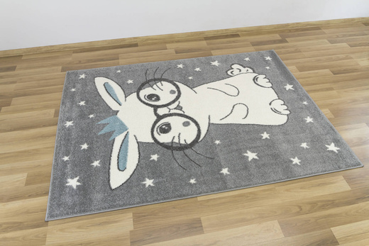 Dywan Dziecięcy Lima 9377C l.grey/blue Szary Krem Króliczek w Okularach