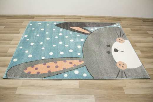 Dywan Dziecięcy Lima 1316C blue/l.grey Szary Niebieski Króliczek