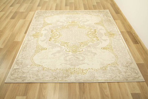 Lśniący Dywan Allora Plus 9435A cream/cream Ornament Krem Beż Złoty
