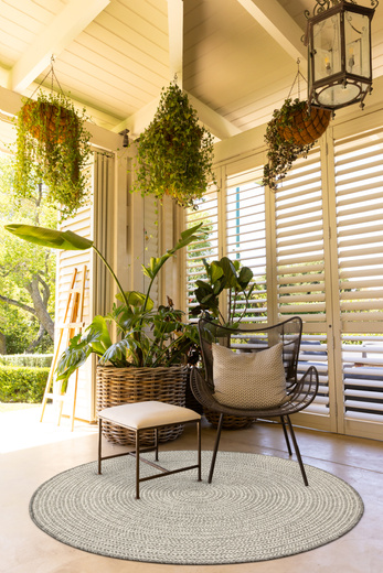 Okrągły Dwustronny Dywan Sznurkowy Brussels 205580/10010 silver Szary Krem Okręgi Outdoor