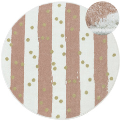 Okrągły Dywan Lima M044A cream/rose Róż Krem Zloty Paski