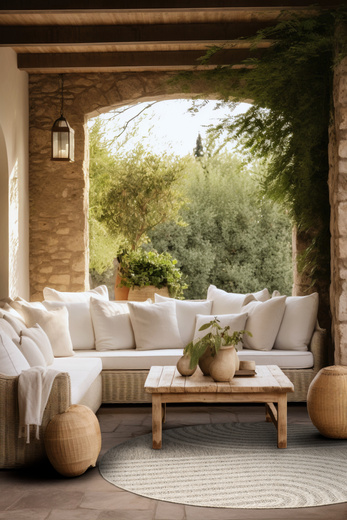 Okrągły Dywan Sznurkowy Patio 5029/178 Nature Beż Brąz Półkola Outdoor