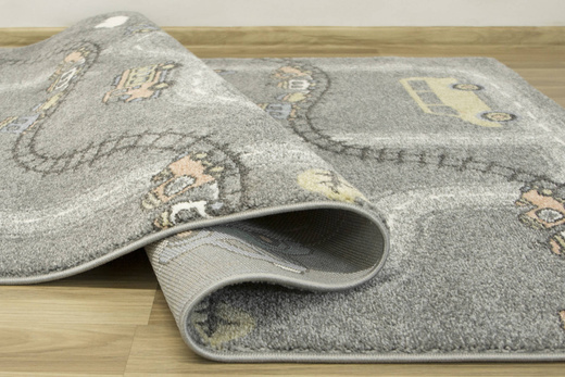 Dywan Dziecięcy Lima C511A l.grey/cream Uliczki Pociągi Chmurki Szary Łososiowy