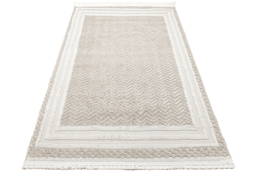 Dywan Milano 090 vizion/beige Beż Krem Ramka Frędzelki