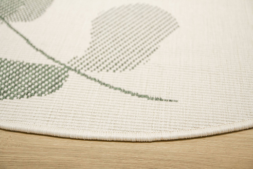 Okrągły Dwustronny Dywan Sznurkowy Brussels 205632/10520 green Zieleń Krem Listki Outdoor