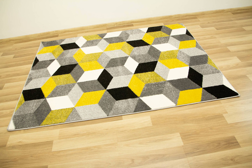 Dywan Sumatra szary żółty E219 grey/yellow Szary Żółty Krem Romby Cubes