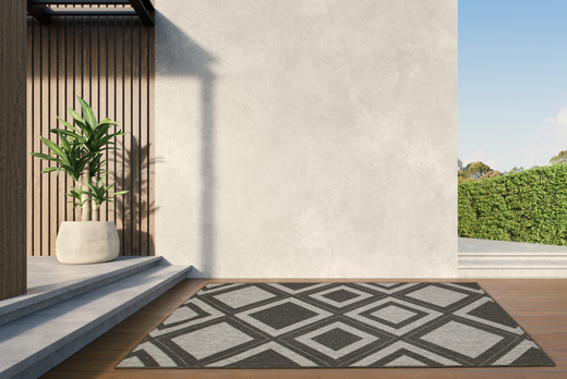 Dywan Dwustronny Sznurkowy Brussels 205386/11010 n.silver Antracyt Szary Romby Outdoor