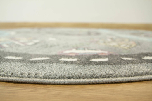 Okrągły Dywan Lima E182A l.grey/d.grey Uliczki Góry Rzeka