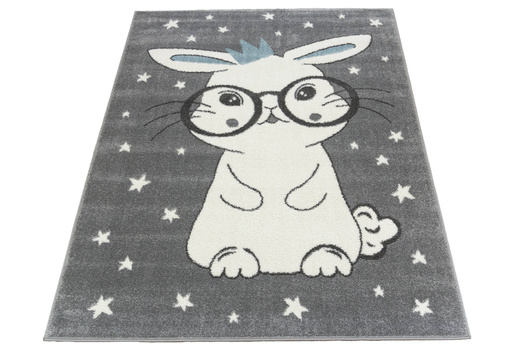 Dywan Dziecięcy Lima 9377C l.grey/blue Szary Krem Króliczek w Okularach