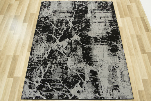 Lśniący Dywan Allora Plus 8060A black/grey Czarny Srebrny Marmur Beton