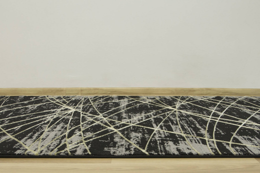 Lśniący Dywan Allora Plus C654A black/yellow Czarny Szary Złoty