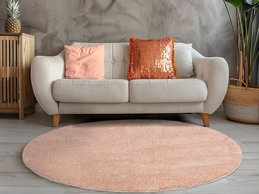 Dywan Okrągły Shaggy Antypoślizgowy Malmo Różowy