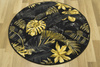 Okrągły Dywan Monstera GOLD Czerń Złoto