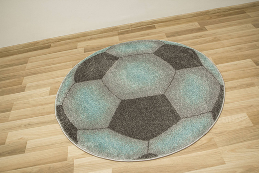 Okrągły Dywan Lima G758A l.grey/blue Piłka Football Grafit Turkus Melanż