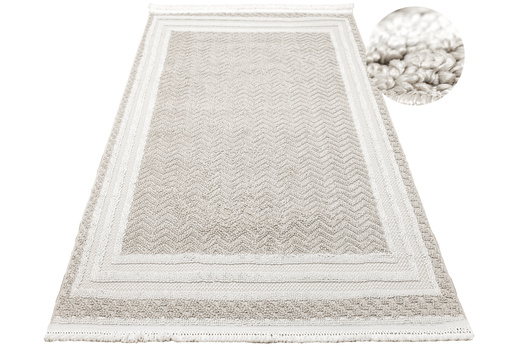 Dywan Milano 090 vizion/beige Beż Krem Ramka Frędzelki