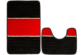 Komplet 2-częściowy Łazienkowy Como Red Czerwony Czarny Pasy