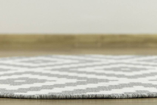 Szary Okrągły Dywan Romby