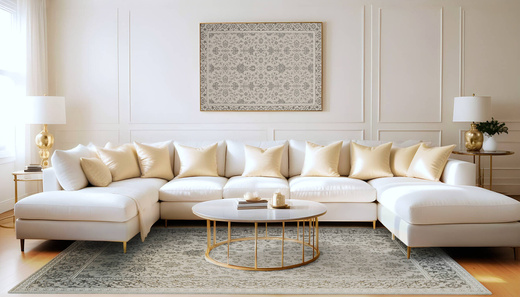 Lśniący Dywan Allora Plus F346A grey Srebrzysty Szary Ornament w Ramce