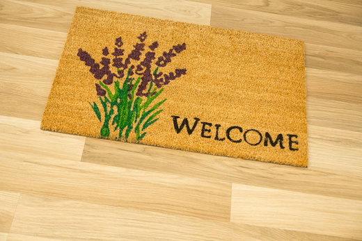 Antypoślizgowa Wycieraczka Kokosowa Kolor Welcome Lawenda